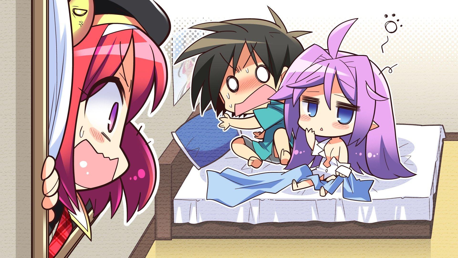 1920x1080 Anime Girls Chibi Anime Boys Purple Hair Wallpaper:1920x1080