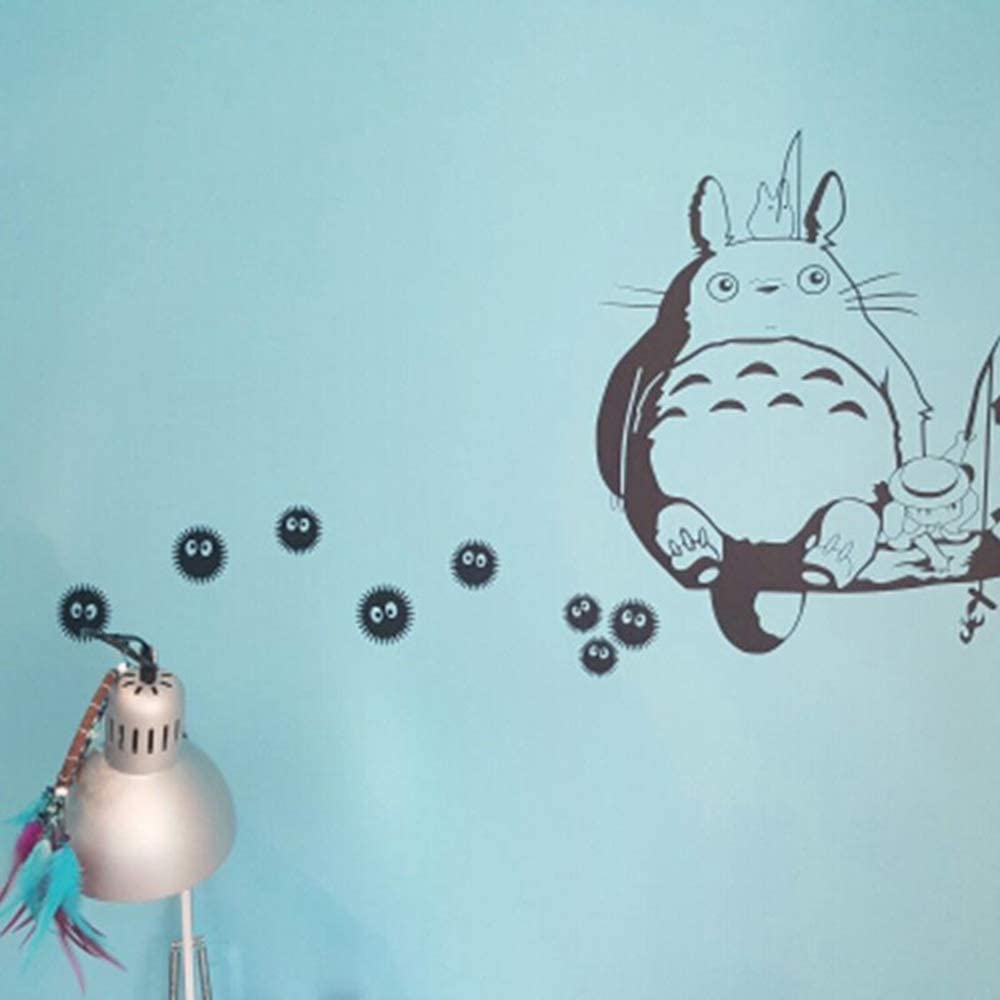 1000x1000 Wall Decal Cute Kawaii Vinyl Wall Anime Decals Totoro Soot Sprites Wall Art Applique for Nursery Kid Bedroom: Home & Kitchen