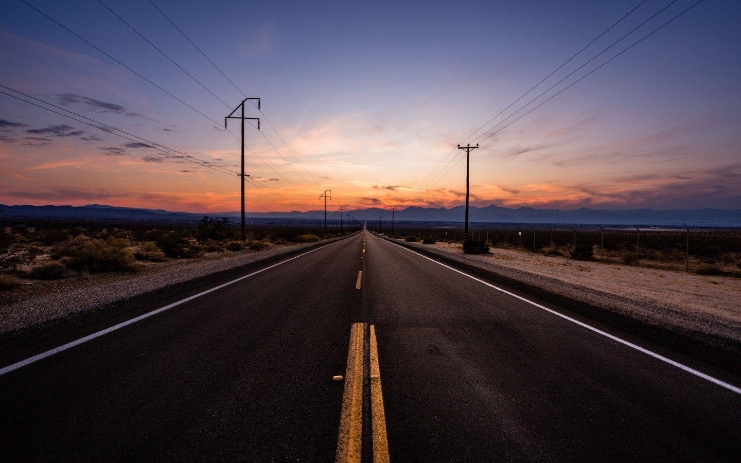1440x900 Sunset Wallpaper Desert Road