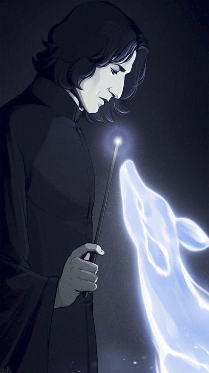 700x1245 Painting Of Snape Producing Expecto Patronum Charm Harry Potter Wallpaper Hd Black Background. Harry Potter Wallpaper, Harry Potter, Harry Potter Phone