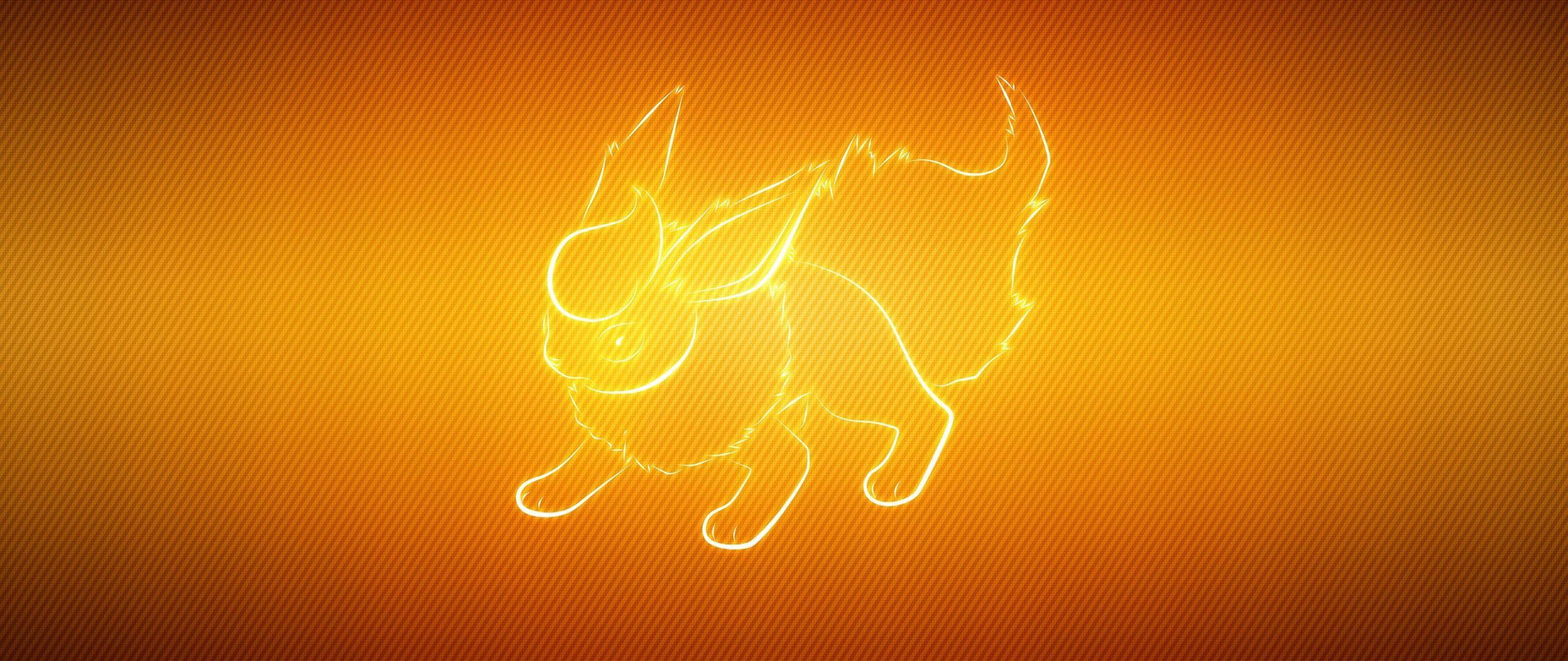 2560x1080 Download wallpaper 2560x1080 tail, animal, shape, pokemon, flareon dual wide 1080p HD background
