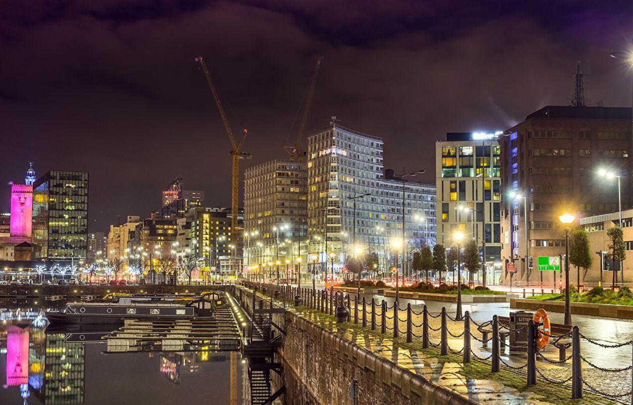 1280x819 Image United Kingdom Liverpool Fence river Berth night time Street