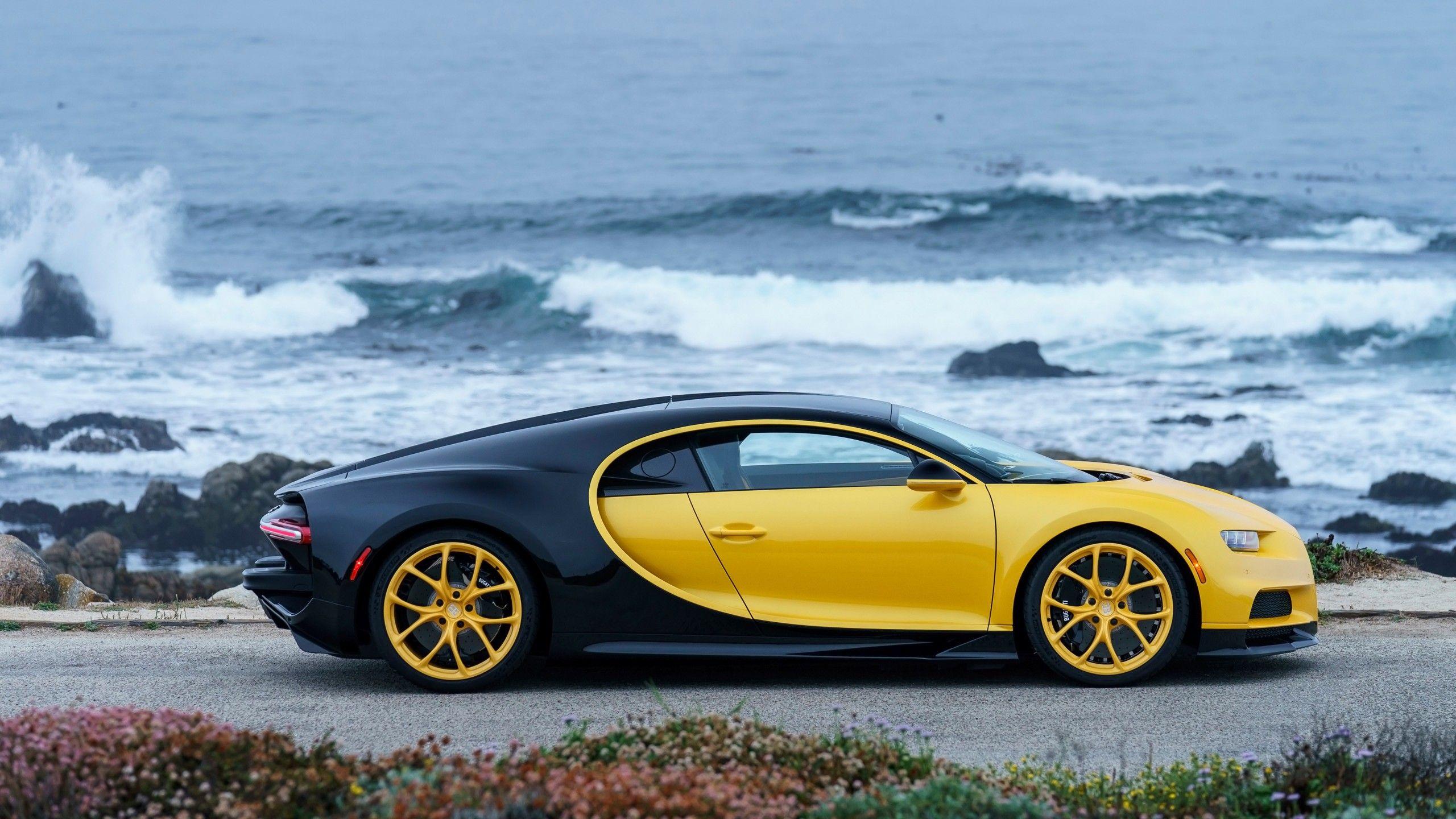 2560x1440 Bugatti Chiron Yellow and Black 4K 3 Wallpaper. HD Car Wallpaper
