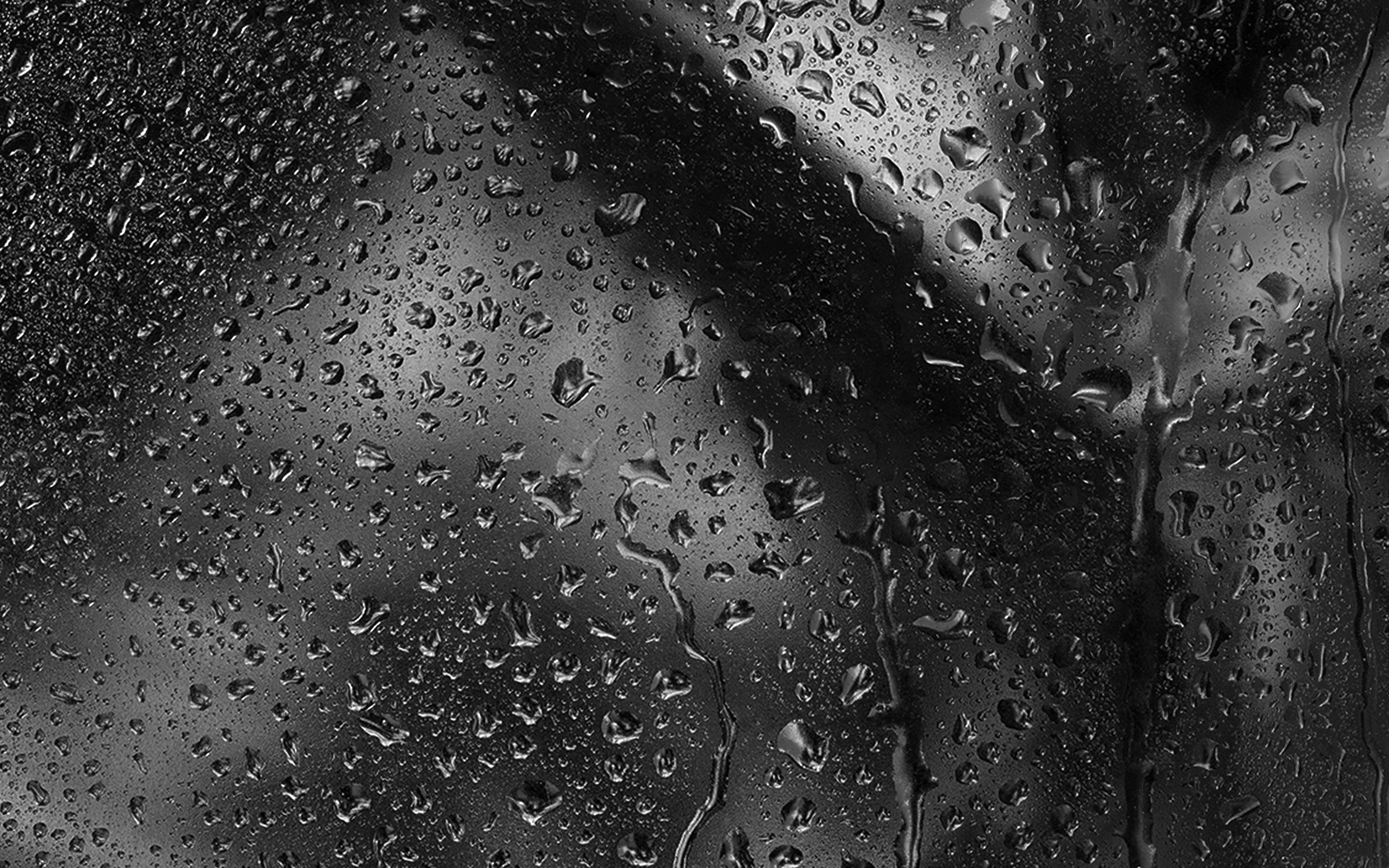 3840x2400 Rain Bw Pattern Background Dark Wallpaper