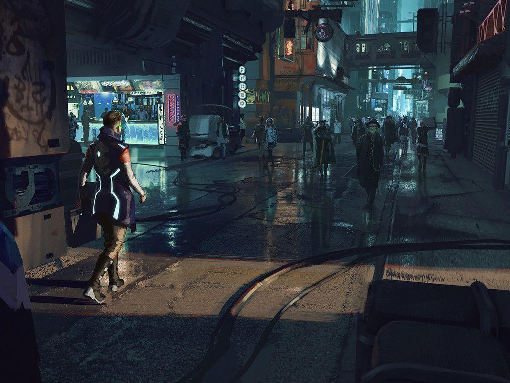 1024x768 My Free Wallpaper Wallpaper : Cyberpunk Alley