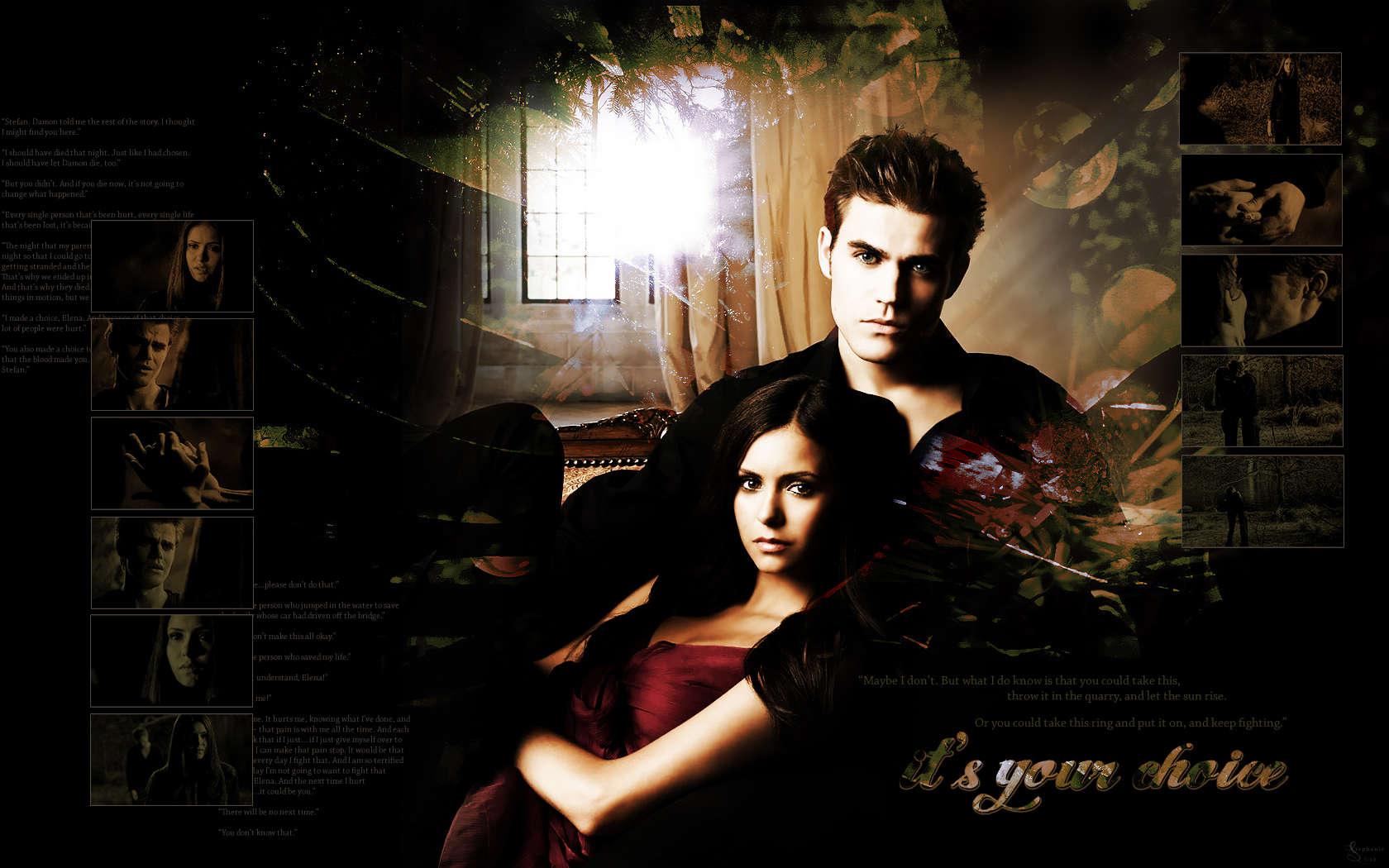 1680x1050 Vampire Diaries Wallpaper: Damon or Stefan?