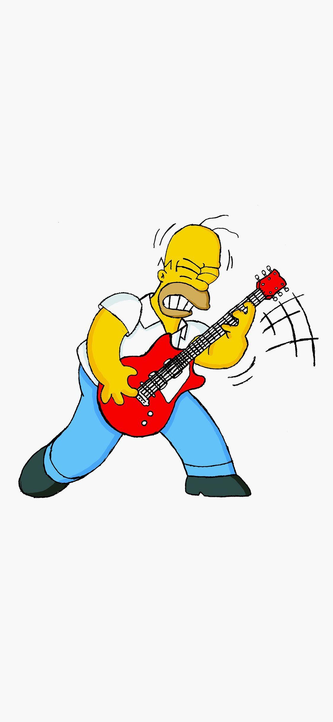 1125x2436 iPhone X wallpaper. homer simpson music white illustration art