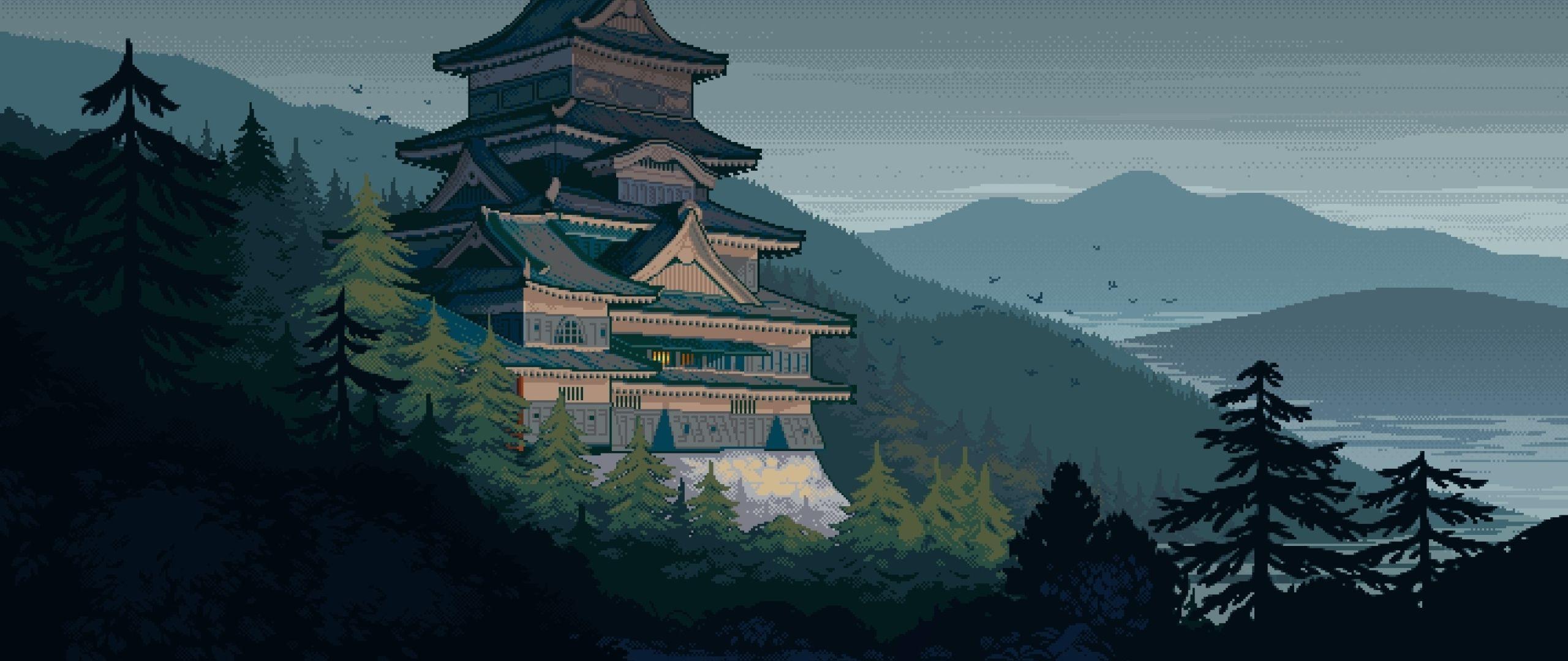 2560x1080 Japanese Castle Pixel Art 2560x1080 Resolution Wallpaper, HD Artist 4K Wallpaper, Image, Photo and Background