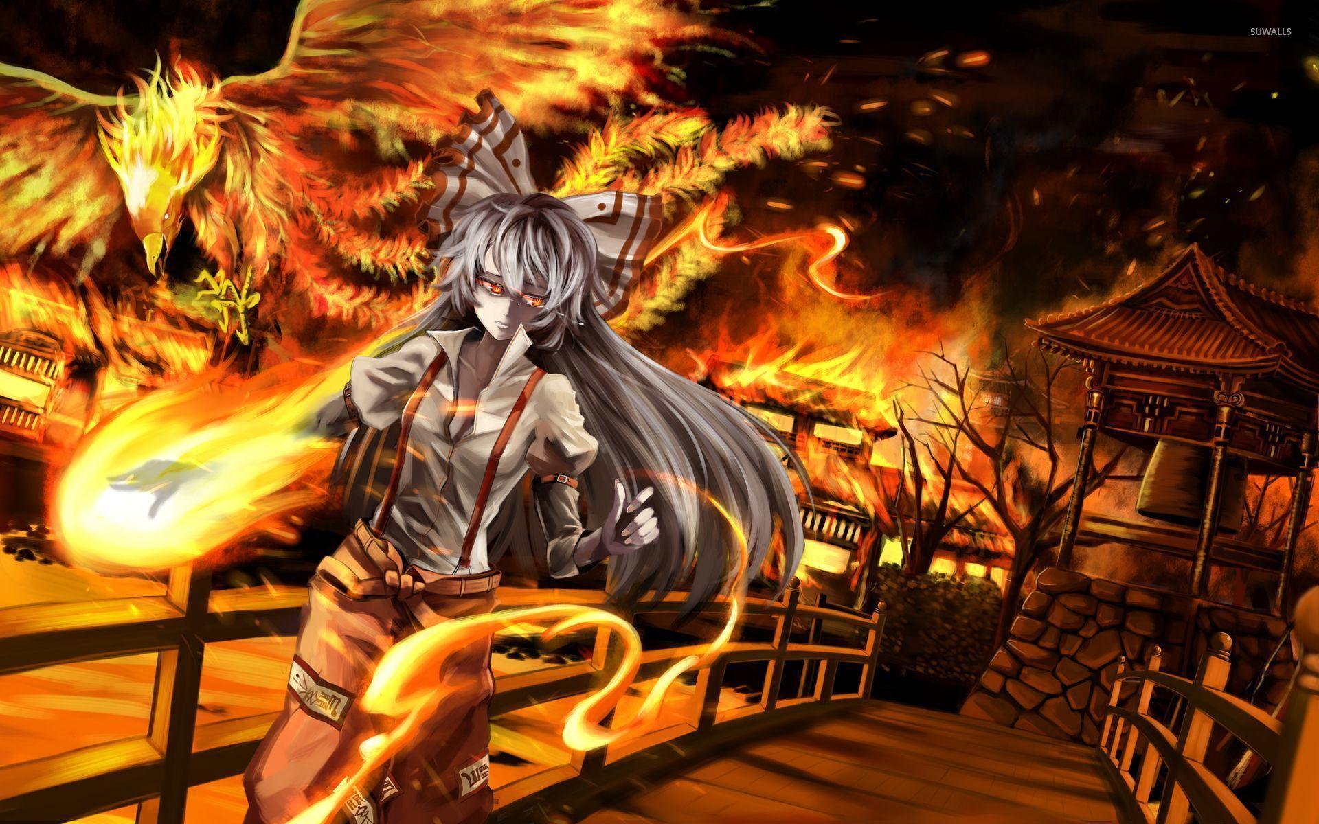 1920x1200 Fujiwara no Mokou in the fire Project wallpaper wallpaper
