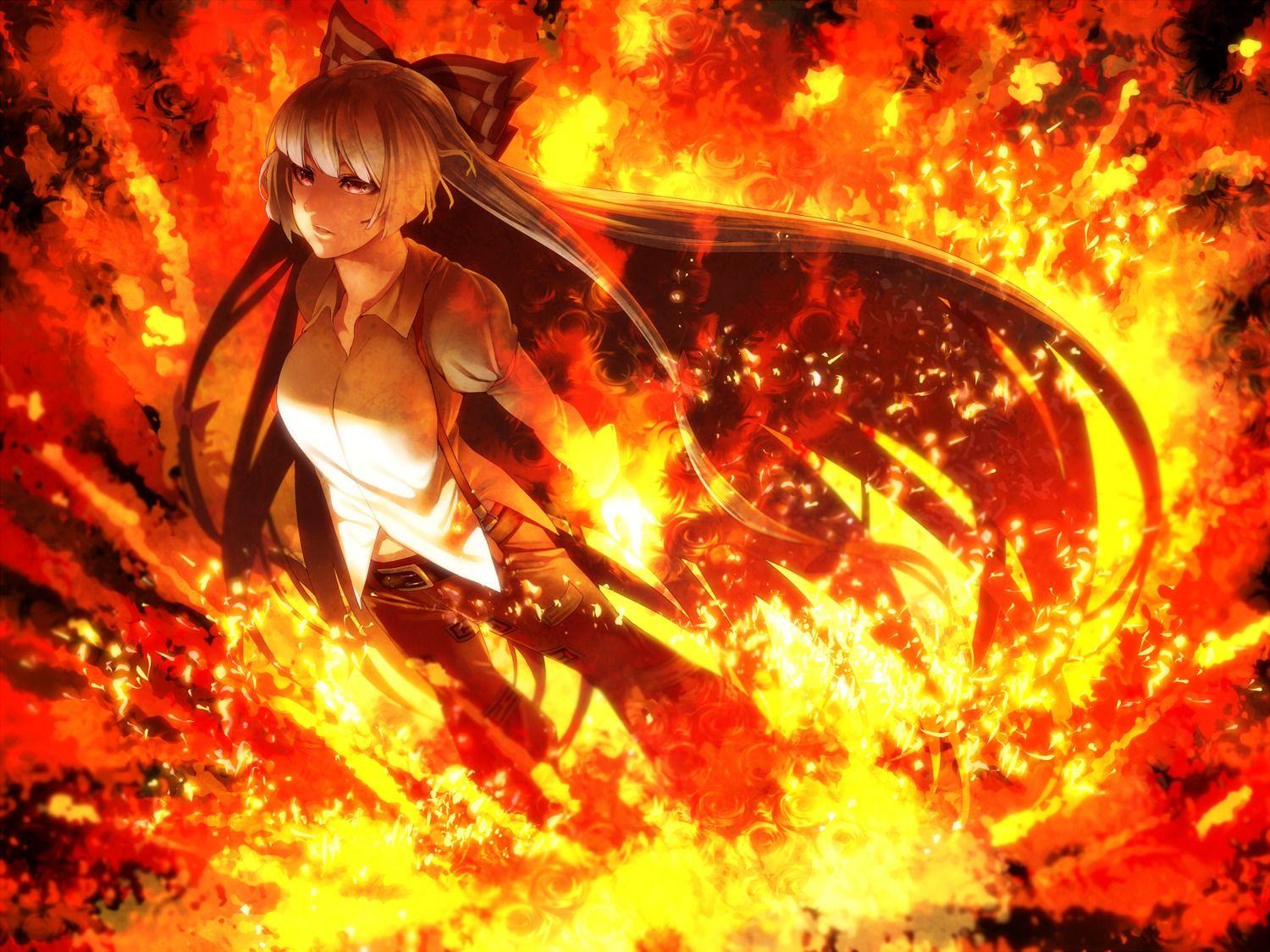 1500x1125 rby touhou fujiwara no mokou wallpaper