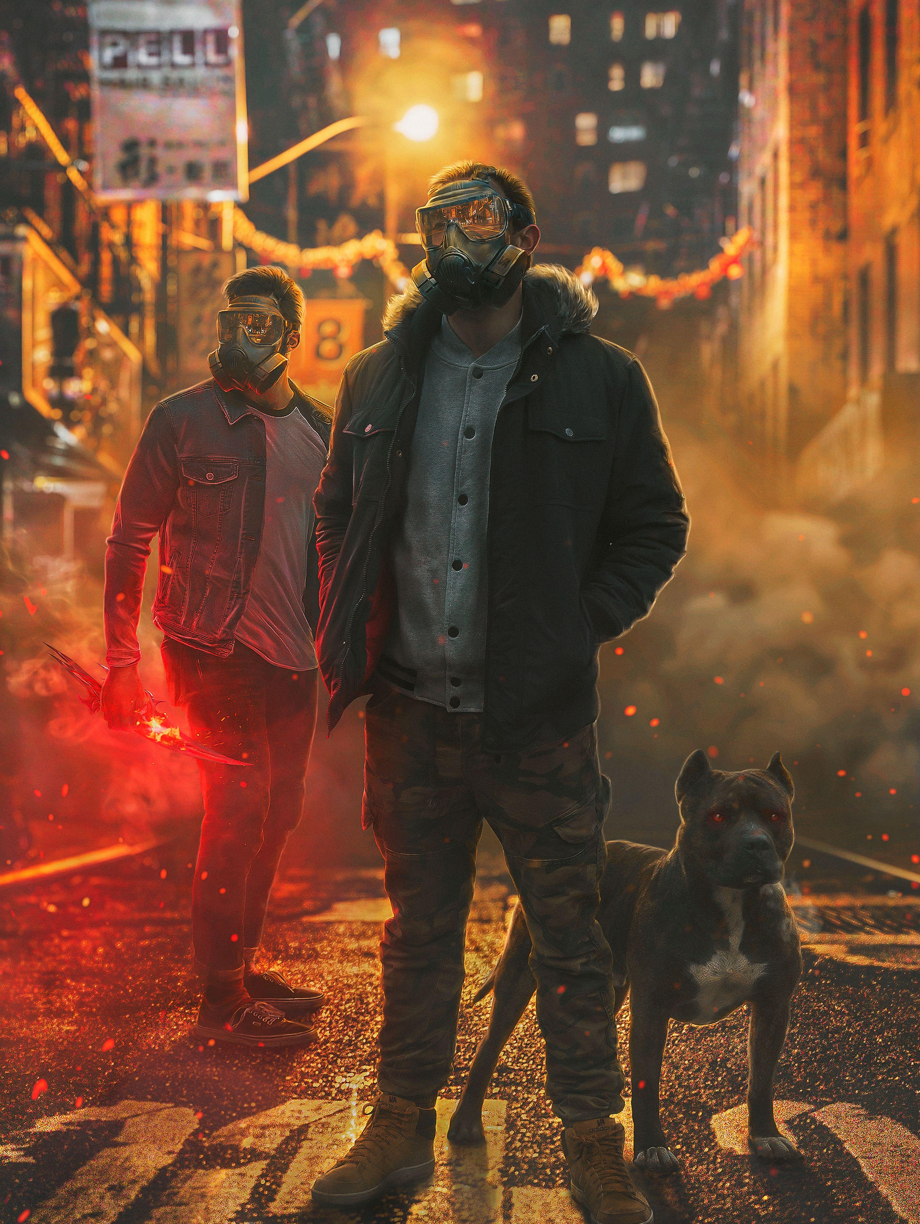 3140x4179 Gas masks 4K Wallpaper, Security, Cane Corso dogs, Black dog, Graphics CGI