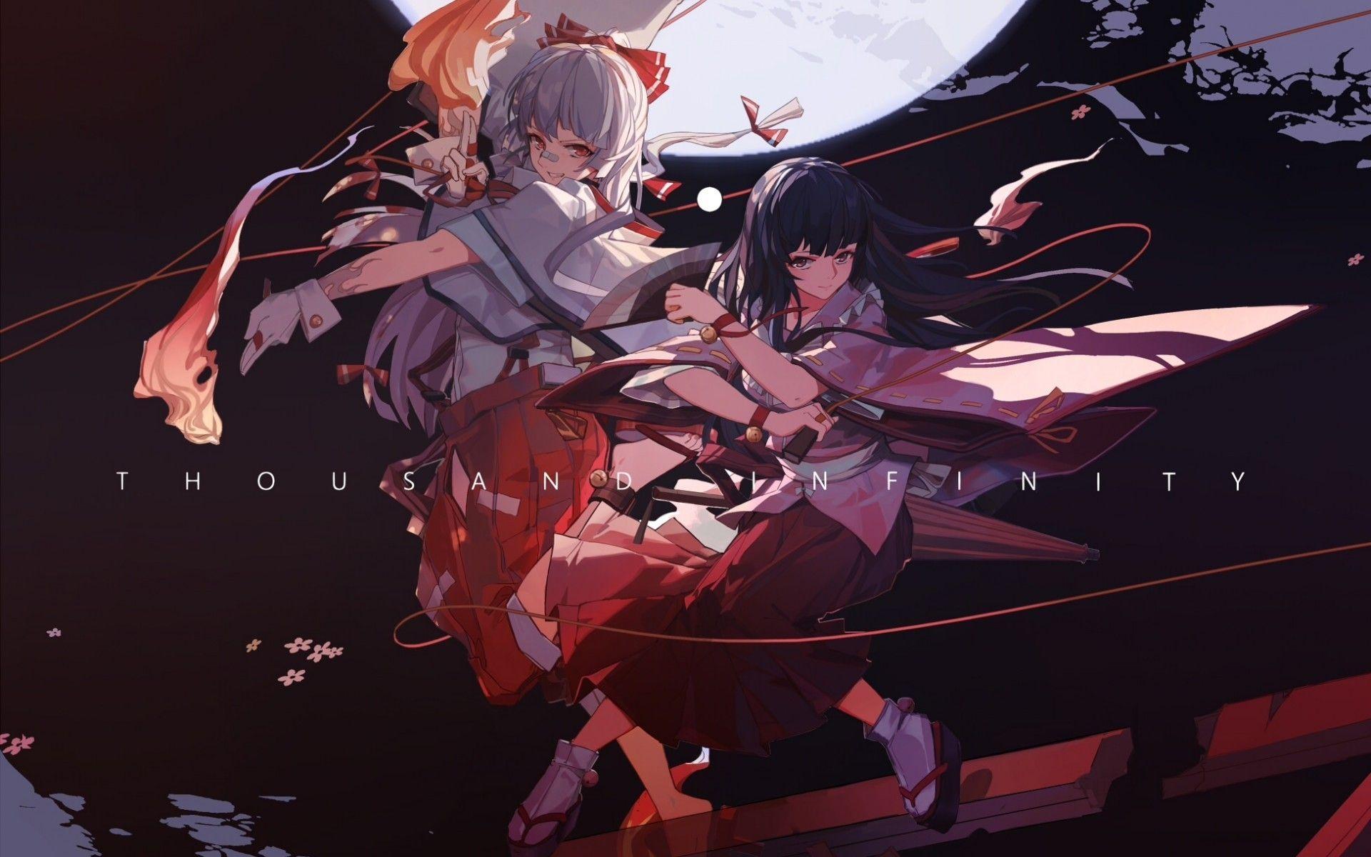 1920x1200 Download 1920x1200 Houraisan Kaguya, Fujiwara No Mokou, Touhou, Red Eyes, Moon Wallpaper for MacBook Pro 17 inch