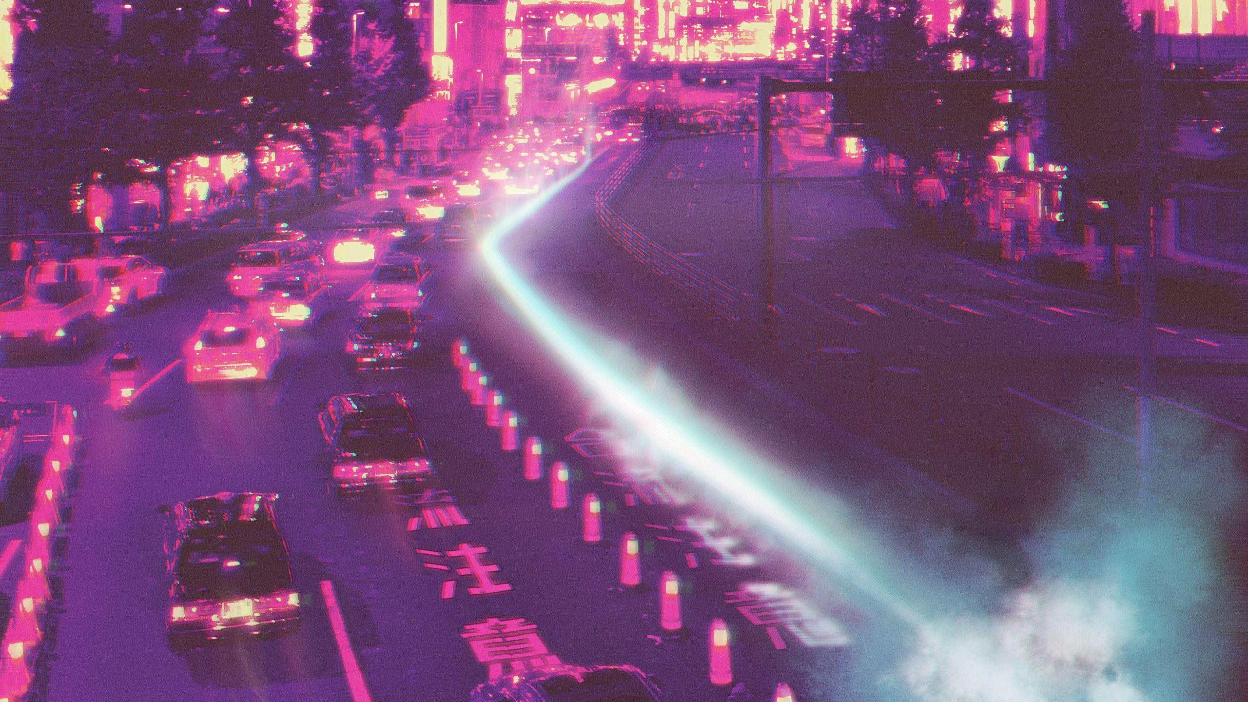 2560x1440 Synthwave / Outrun Wallpaper