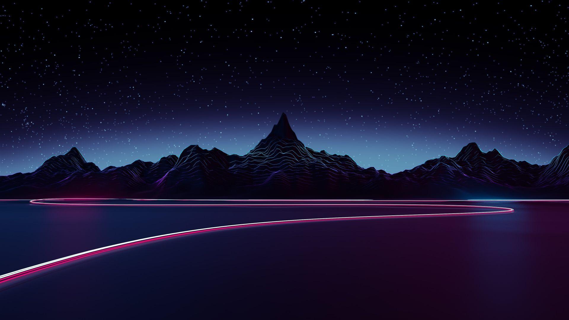 1920x1080 Desktop wallpaper silhouette, mountains, artwork, synthwave, HD image, picture, background, bd51b2