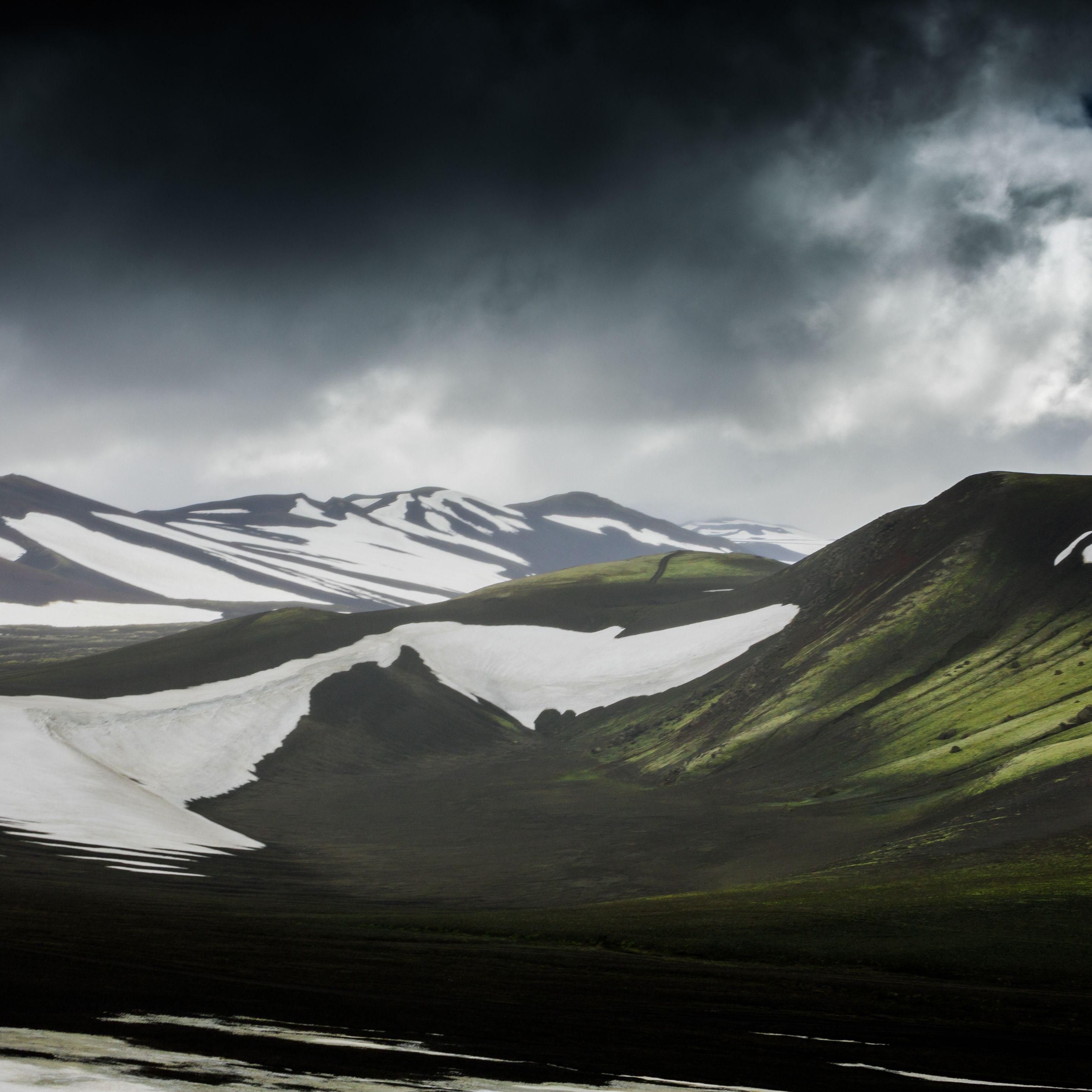 2932x2932 Download Landscape and mountains, cloudy day, Iceland wallpaper, 2932x iPad Pro Retina