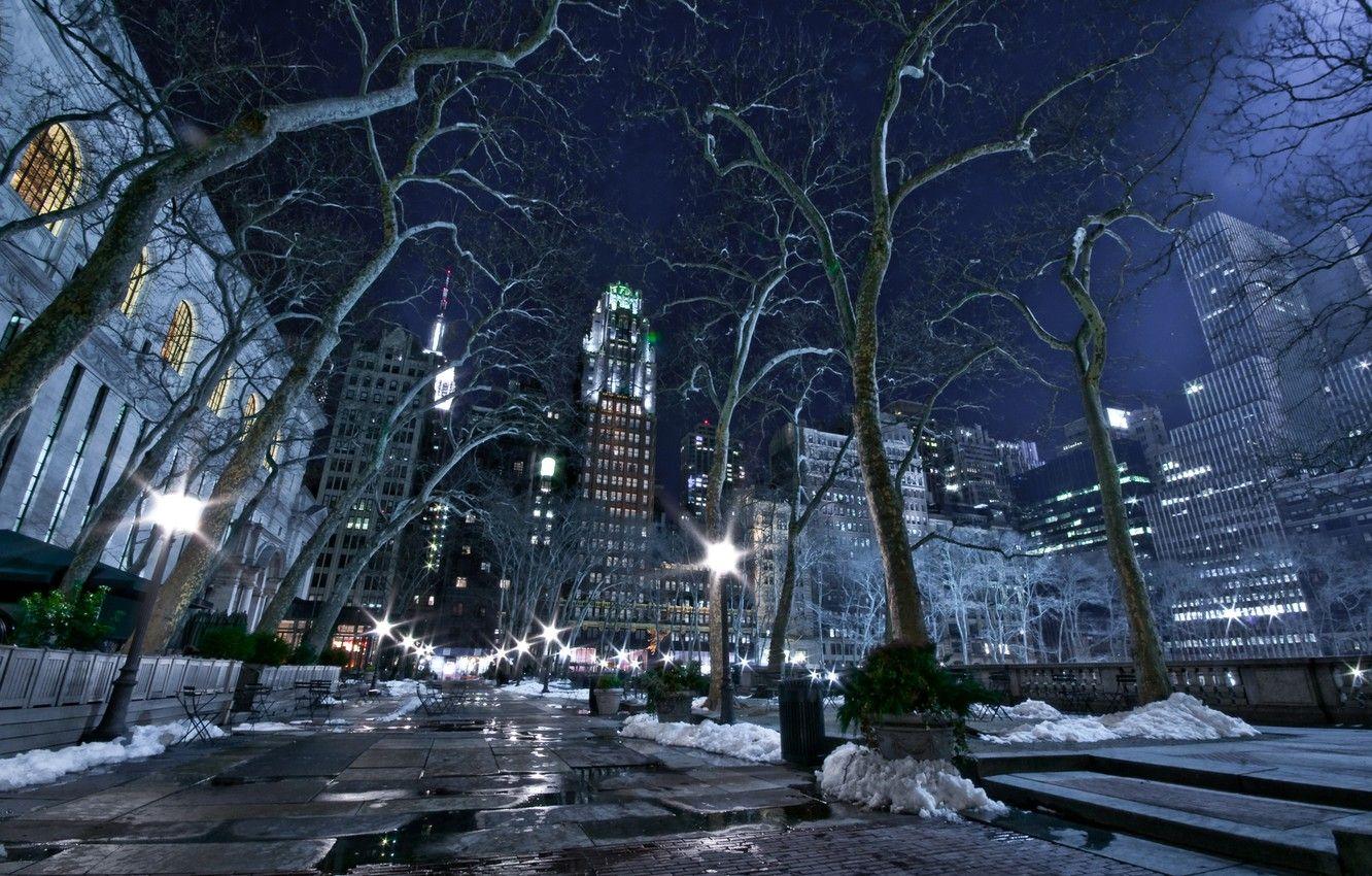 1332x850 Wallpaper winter, night, the city, lights, new York image for desktop, section город