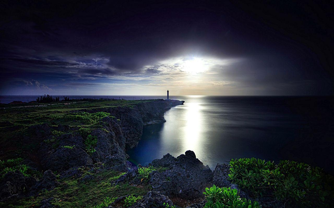 1280x800 Wallpaper Japan Okinawa Nature Moss Coast night time