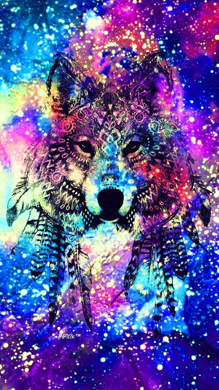 750x1334 Colorful Wolf Wallpaper Free HD Wallpaper
