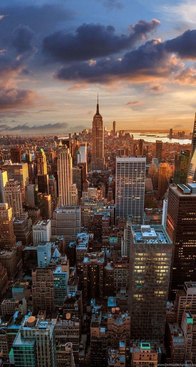 744x1392 Download New York City Skyline At Sunset HD Wallpaper For iPhone 5. Desktop Background