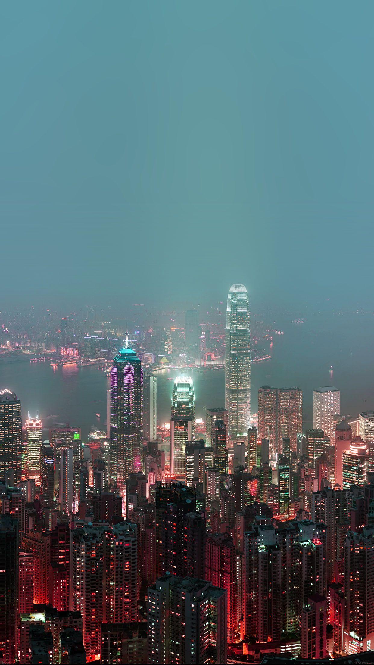 1242x2208 Skyline Hongkong Fire City Night Live