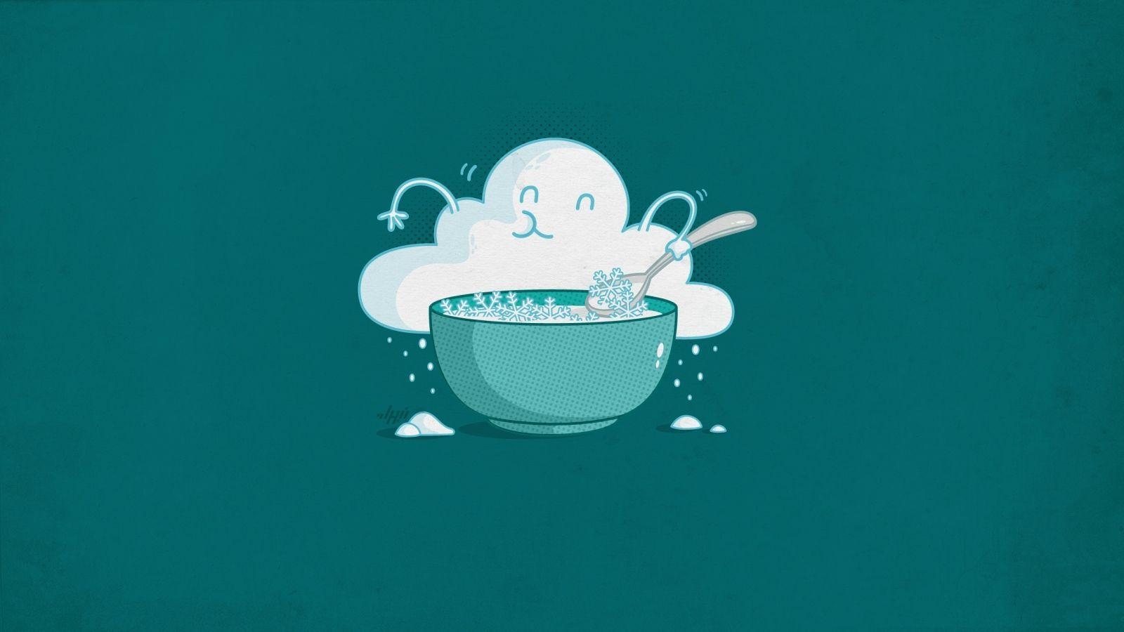 1600x900 Wallpaper minimalism, clouds, snow, plate. Cute wallpaper background, Cute wallpaper quotes, Happy drawing