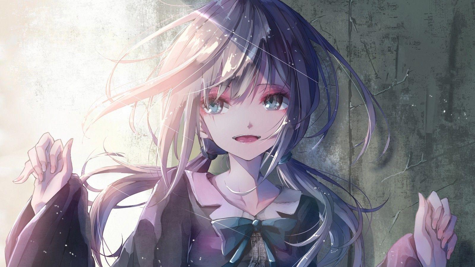 1600x900 Download 1600x900 Anime Girl, Smiling, Bright, Cute Wallpaper