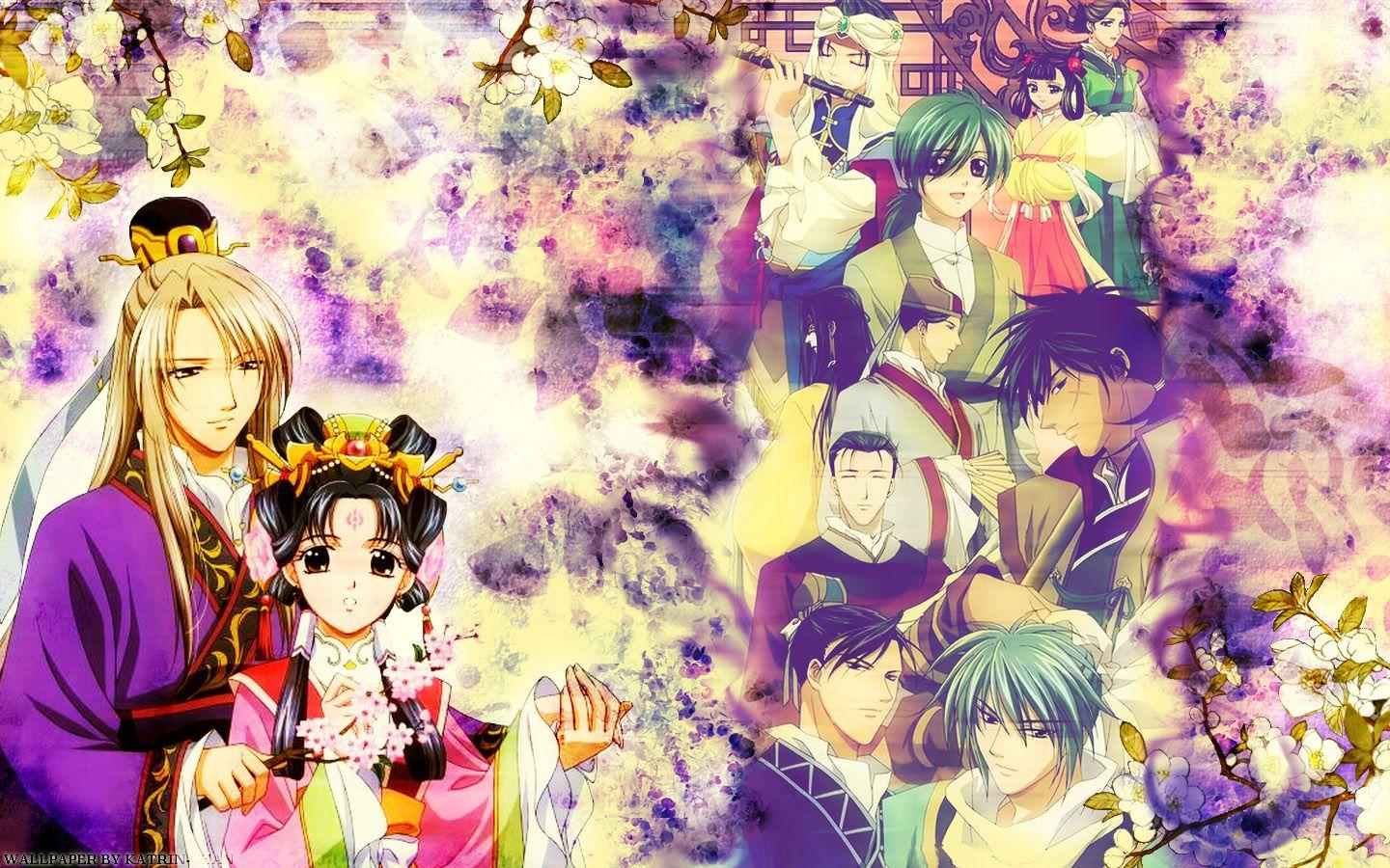 1440x900 Saiunkoku Monogatari Wallpaper: Ryuuki and Shuurei with the other characters