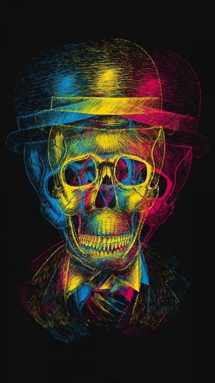 750x1334 Colorful Overlapping Skull Art iPhone 8 Wallpaper Free Download
