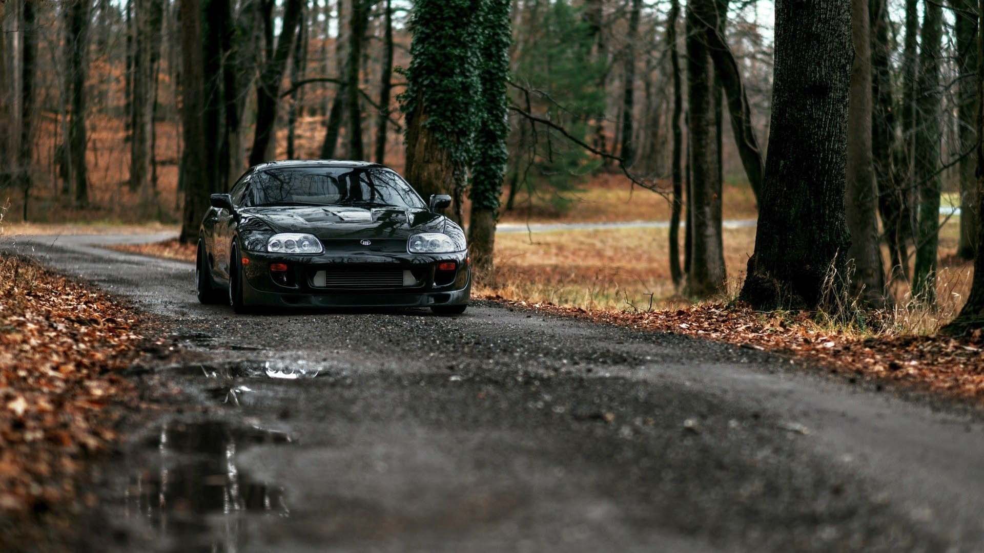 1920x1080 black toyota supra jdm car in forest HD JDM Wallpaper