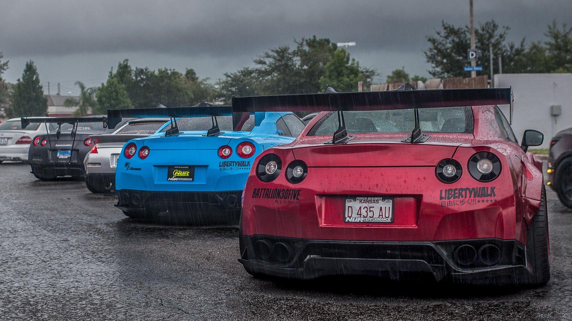 1920x1080 Nissan GT R R35 Nissan Japanese Cars Rain Liberty Walk Tuning Wallpaper:1920x1080