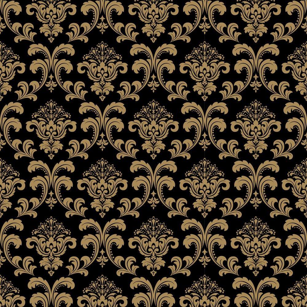 1000x1000 Golden Damask Pattern Wallpaper