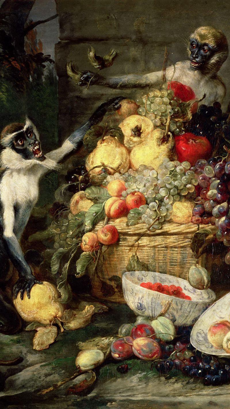 800x1420 Download Wallpaper 800x1420 Frans Snyders, Monkeys Stealing Fruit, Picture, Baroque, Flanders Iphone Se 5s 5c 5 For Parallax HD Background