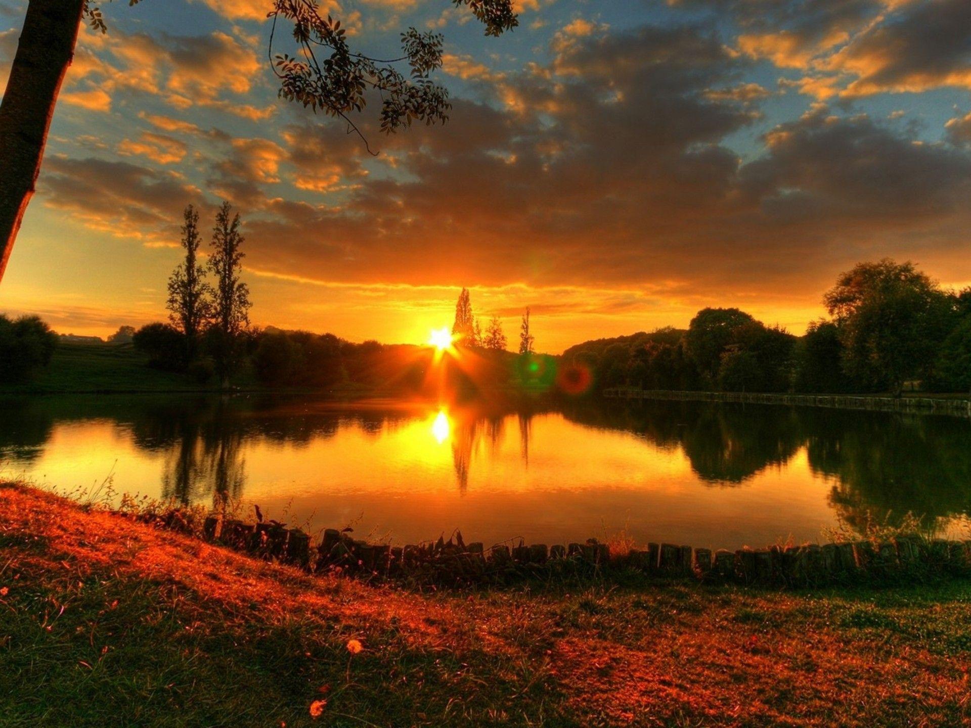 1920x1440 Wallpaper Sun, Decline, Lake, Evening, Patches Of Light, Romanticism 2560x1600 :