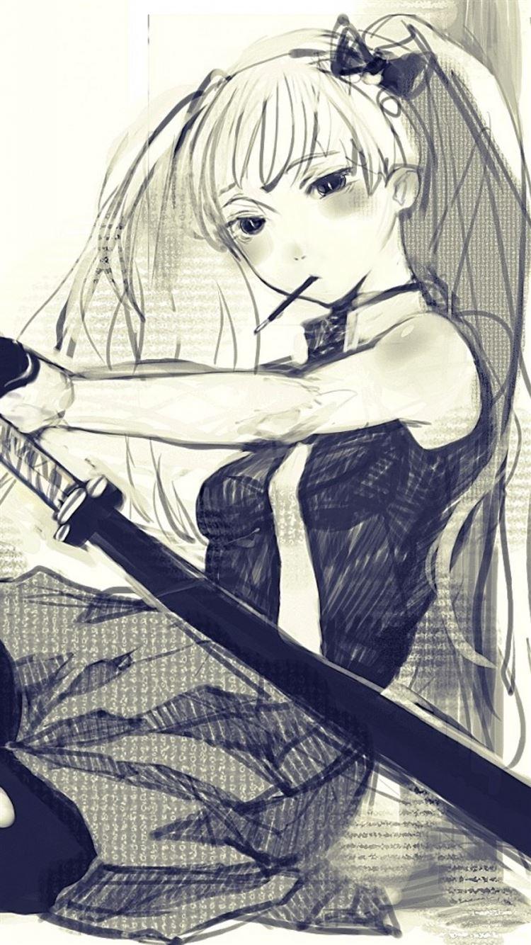 1080x1920 Art Sugimoto Gang Girl Katana Anime Style iPhone 8 Wallpaper Free Download