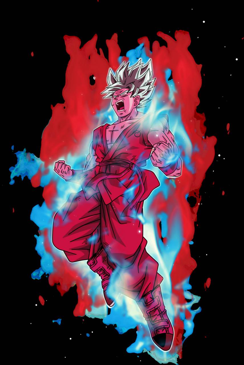 856x1280 Goku kaioken blue 4K wallpaper