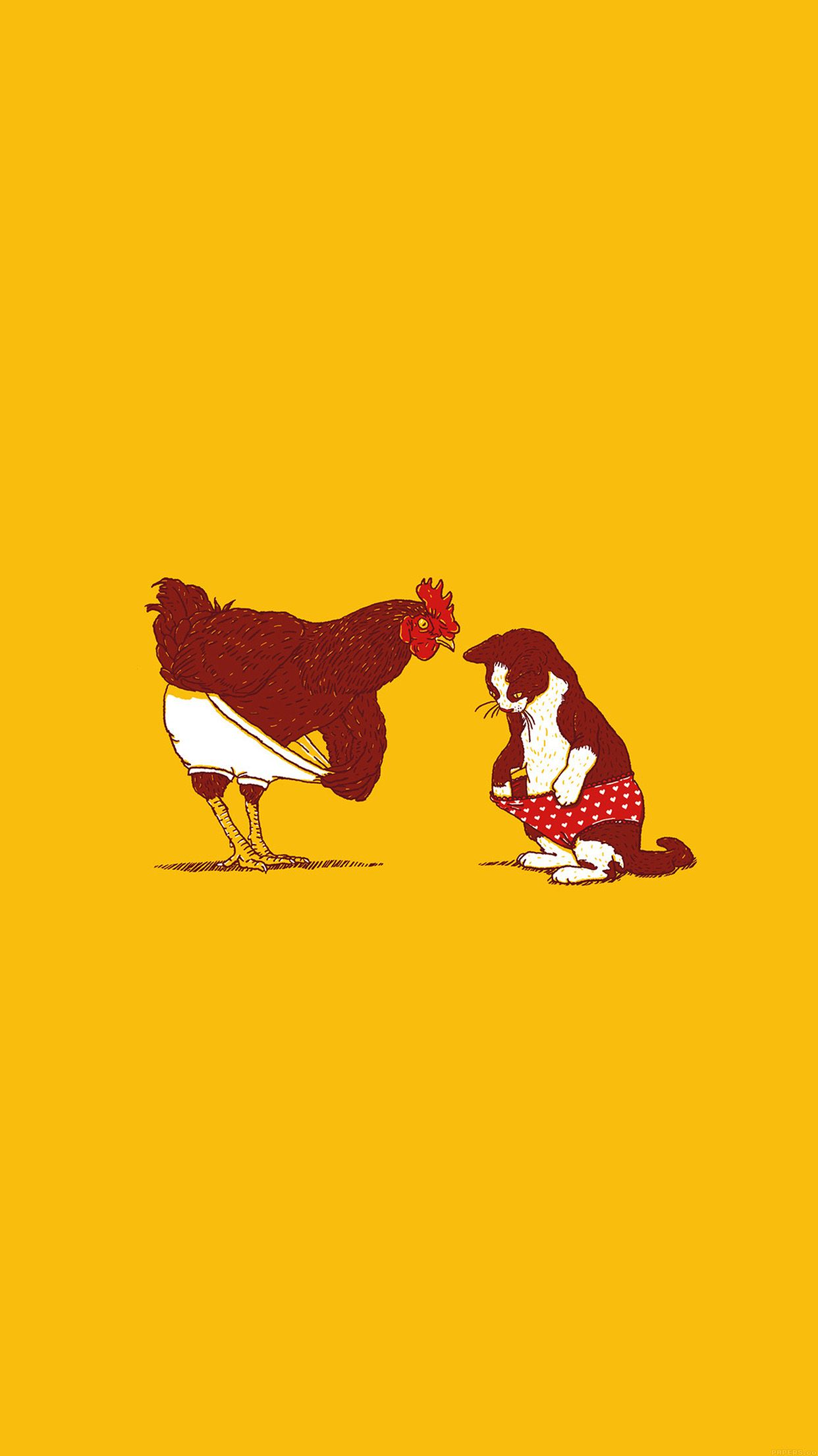 1242x2208 Cat Chicken Underwear Cute Illust Art