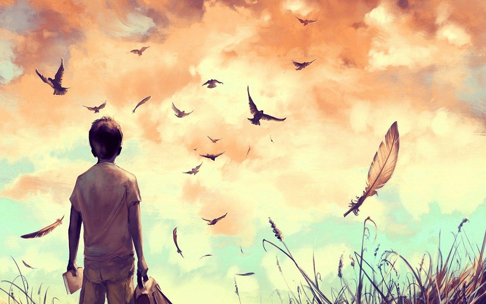 1680x1050 Love Sad Boy Cartoon Wallpaper