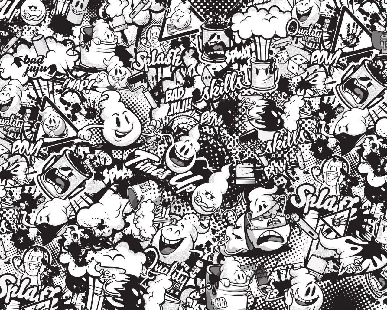 1280x1024 Funny Graffiti Black & White desktop PC and Mac wallpaper