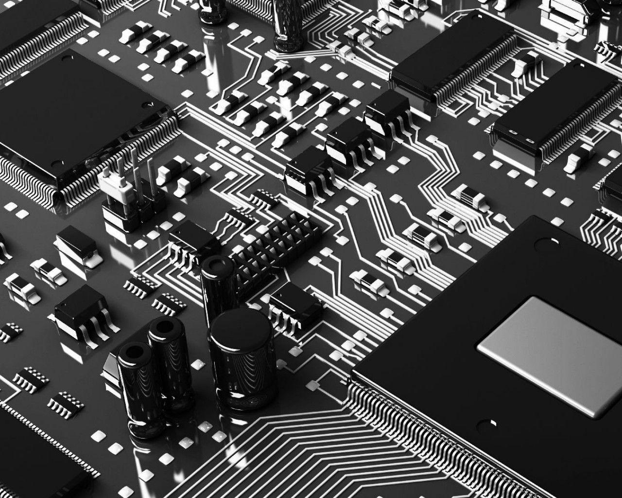 1280x1024 Download 1280x1024 Motherboard, Black And White Wallpaper