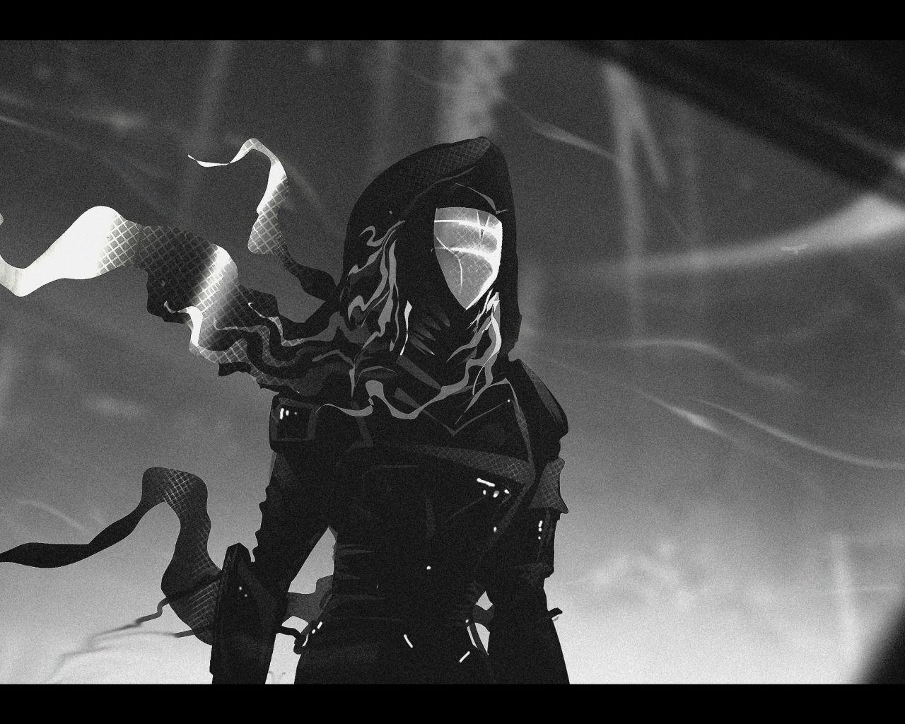 1280x1024 Download 1280x1024 wallpaper cyberpunk outfit, woman, black and white, art, standard 5: fullscreen, 1280x1024 HD image, background, 10565