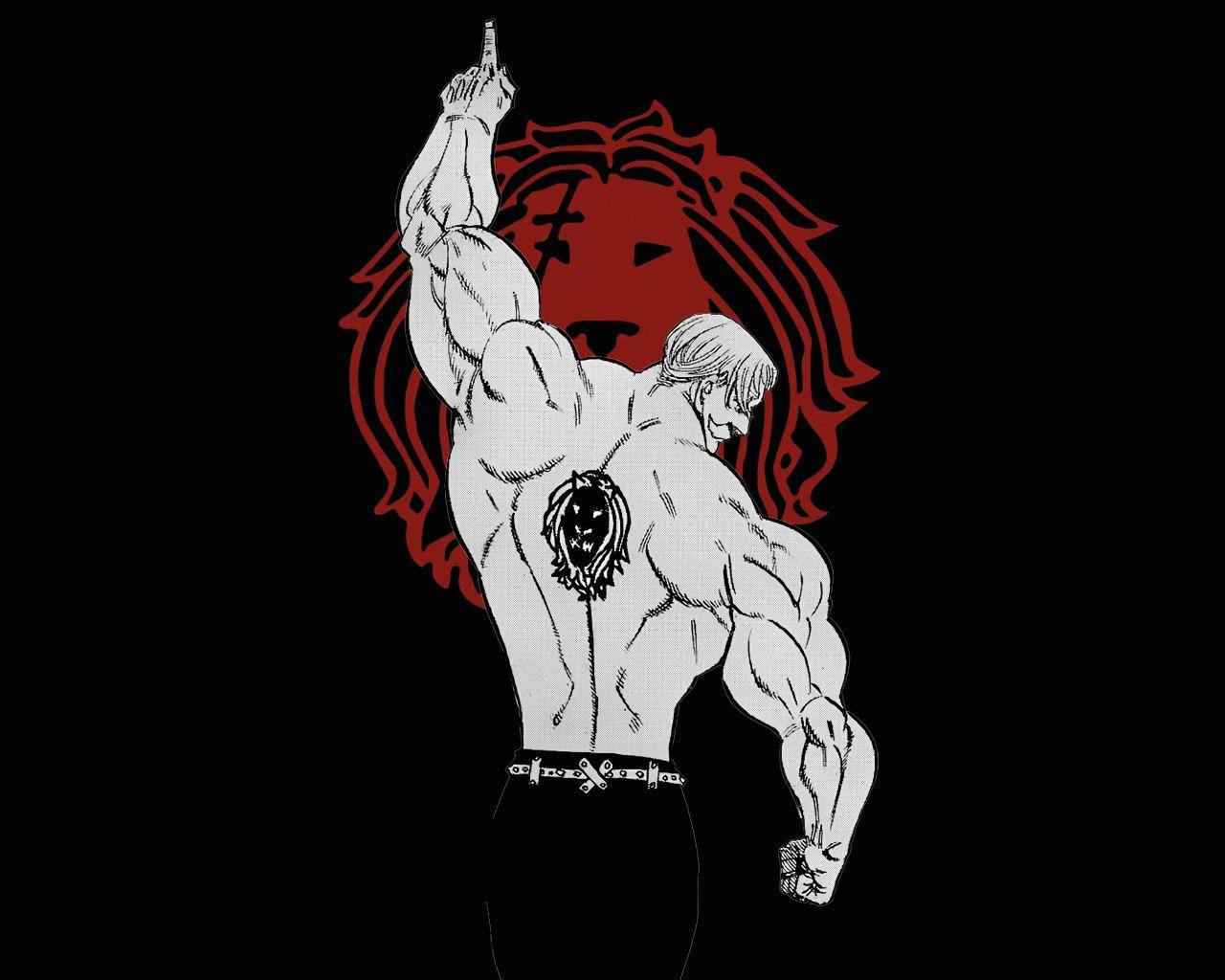 1280x1024 Download Black and white, Escanor, minimal, art, The Seven Deadly Sins wallpaper, 1280x Standard 5: Fullscreen