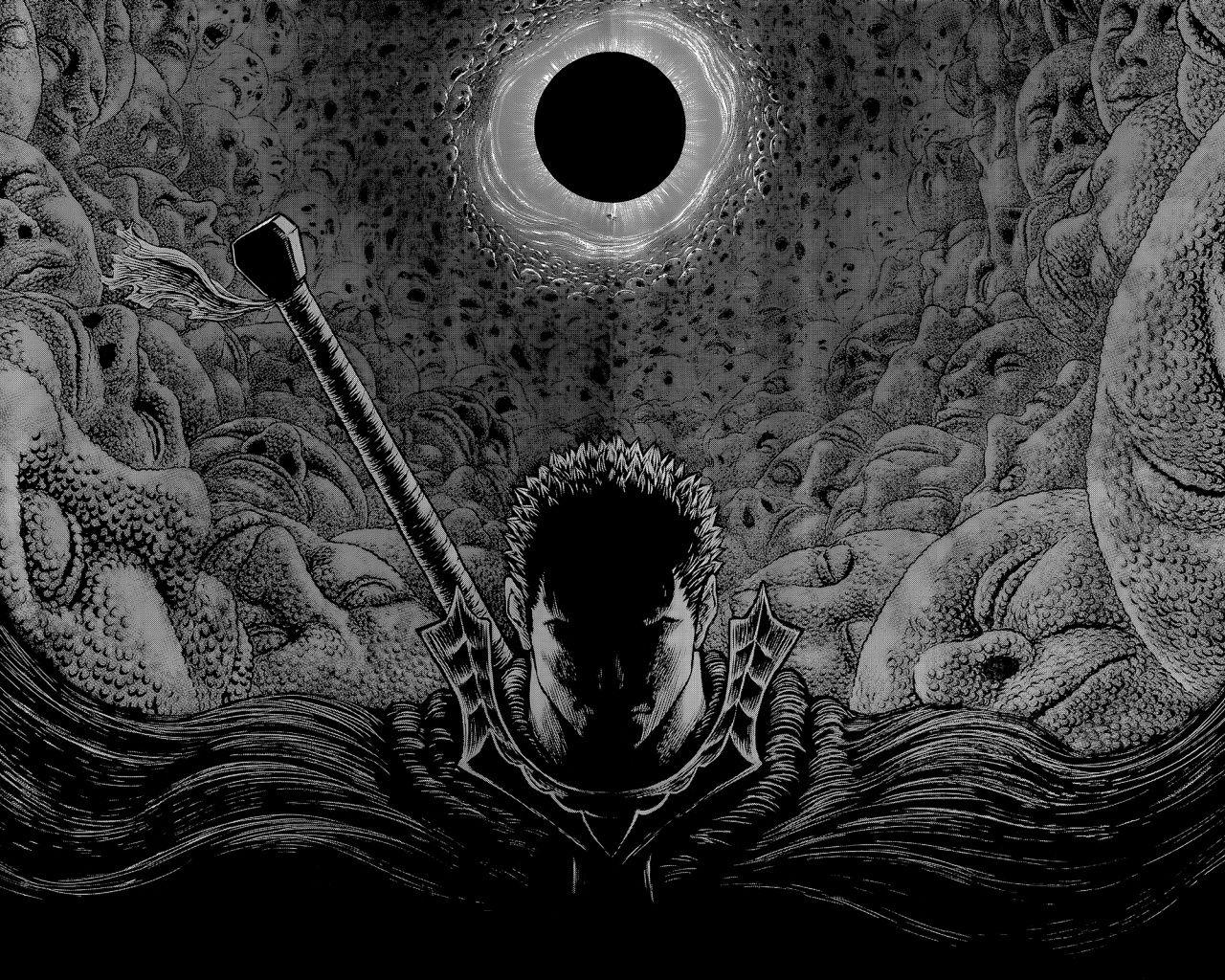 1280x1024 Download Black and white, Berserk, anime boy, warrior wallpaper, 1280x Standard 5: Fullscreen