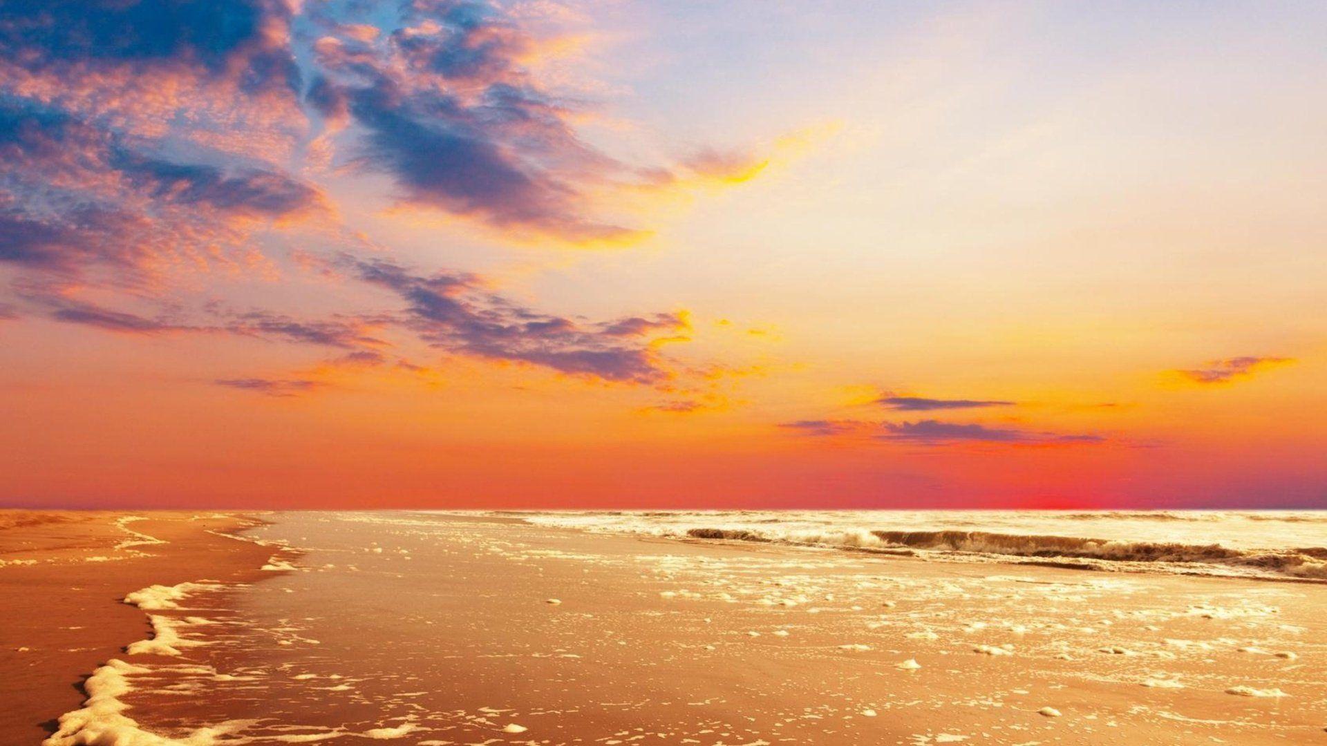 1920x1080 Beach sky clouds sea sunset beauty landscape summer wallpaperx1080
