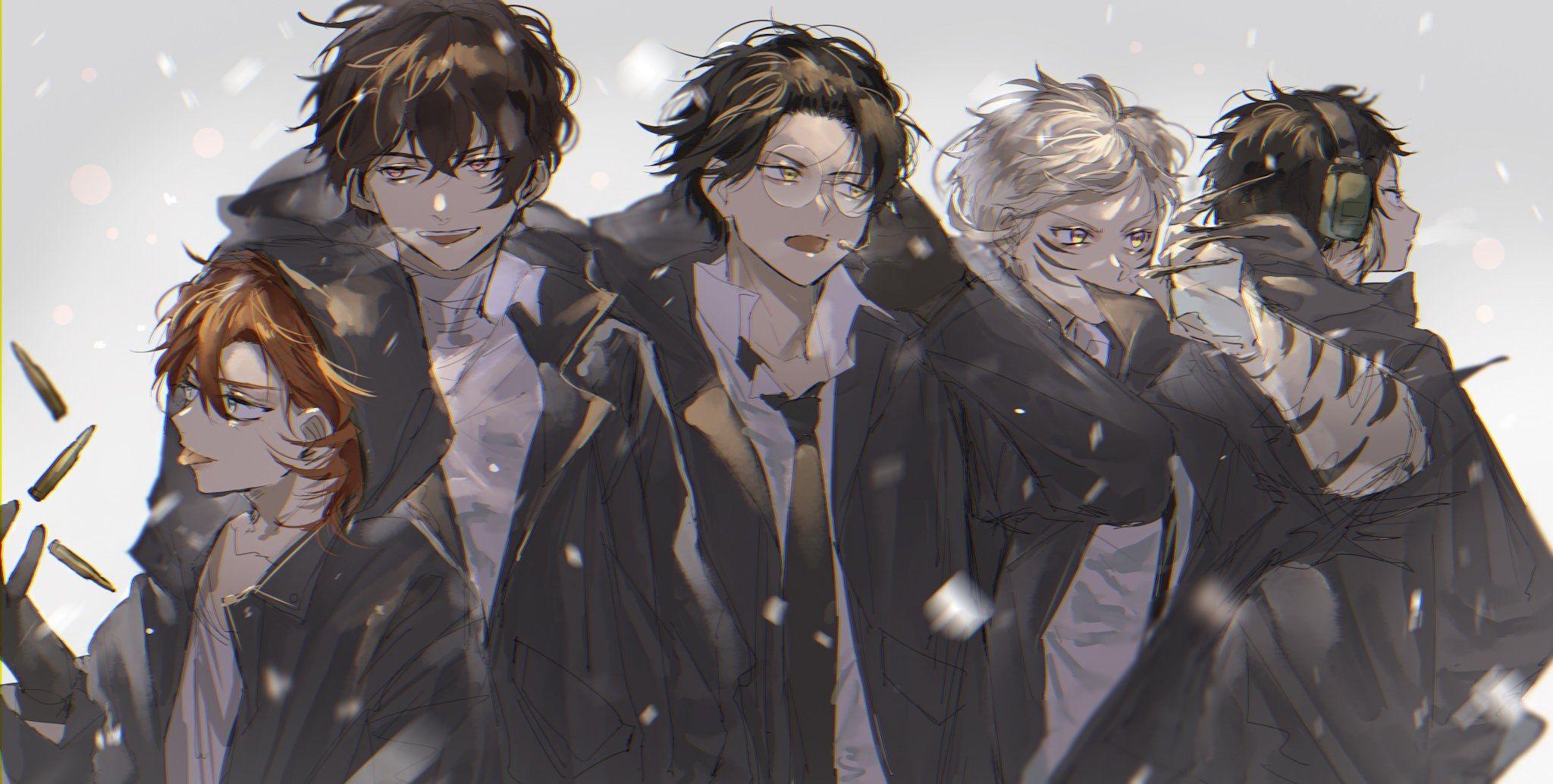 2048x1034 Download 2048x1034 Dazai Osamu, Bungou Stray Dogs, Nakahara Chuuya, Nakajima Atsushi, Sakaguchi Ango Wallpaper