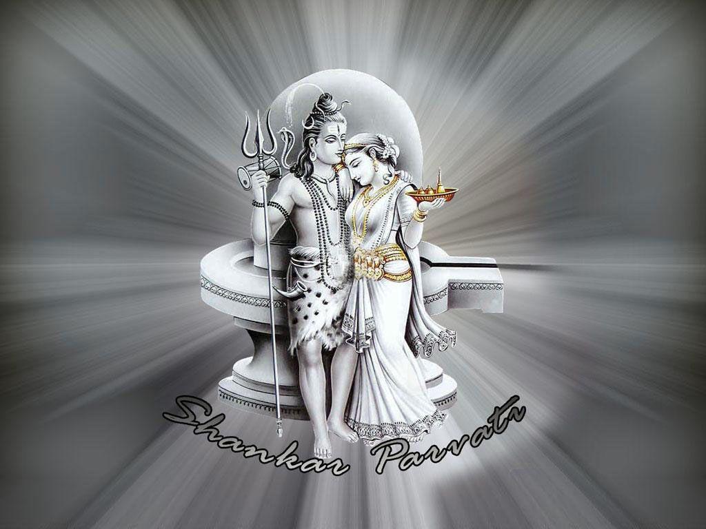1024x768 Wallpaper of Lord Shiva and Parvati