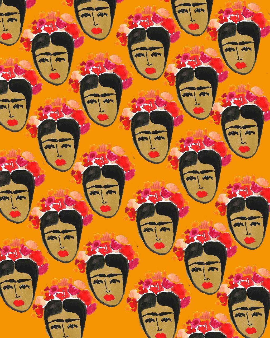 1024x1280 beauty Illustration art painting design portrait artist flowers watercolor colorful pattern print frida kahlo artists on tumblr textile design surface design bouffantsandbrokenhearts