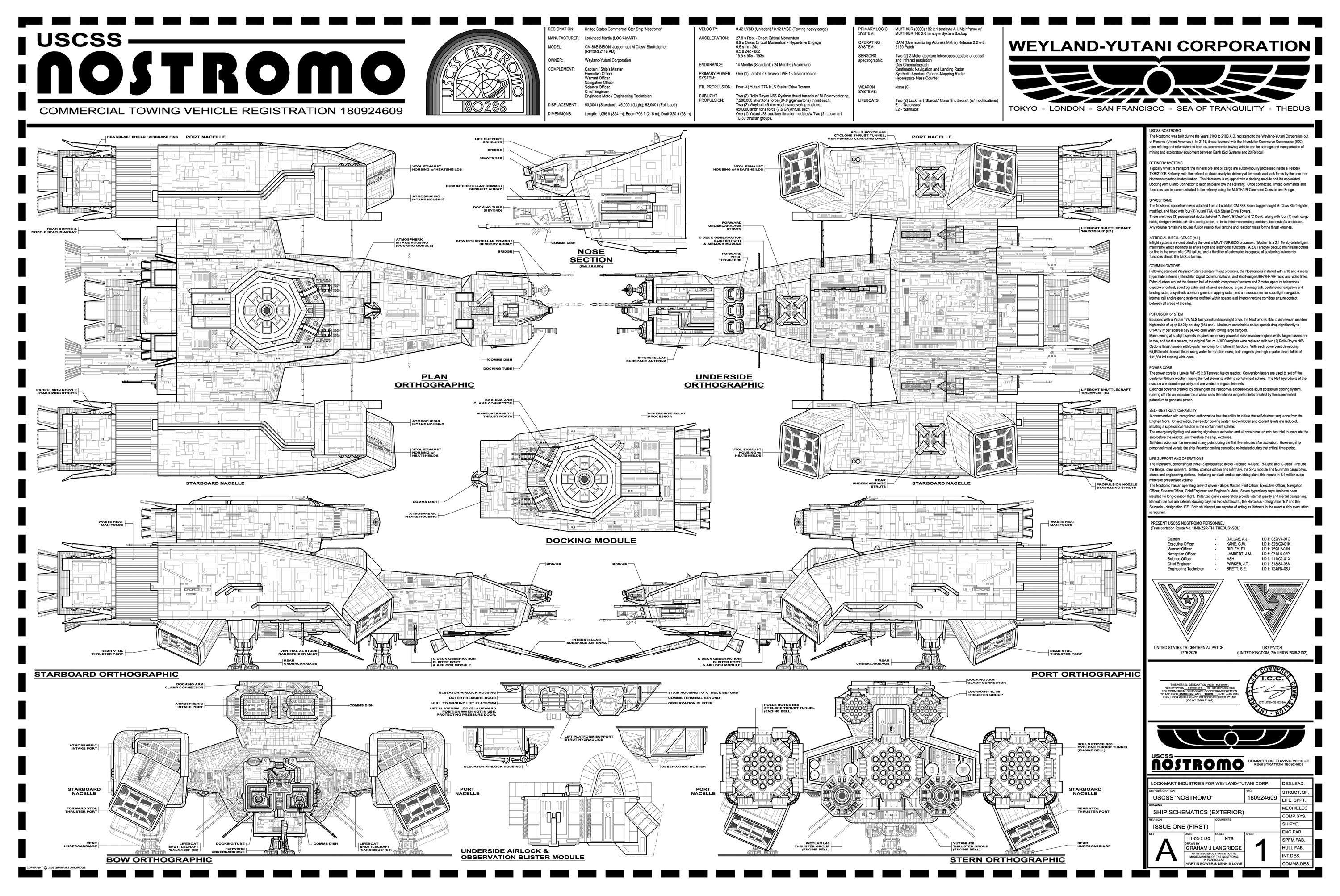 3000x2007 USCSS Nostromo Commercial Towing Vehicle (CM 88B 'BISON' Juggernaut M Class Starfreighter) (3000 × 2007): ALIEN
