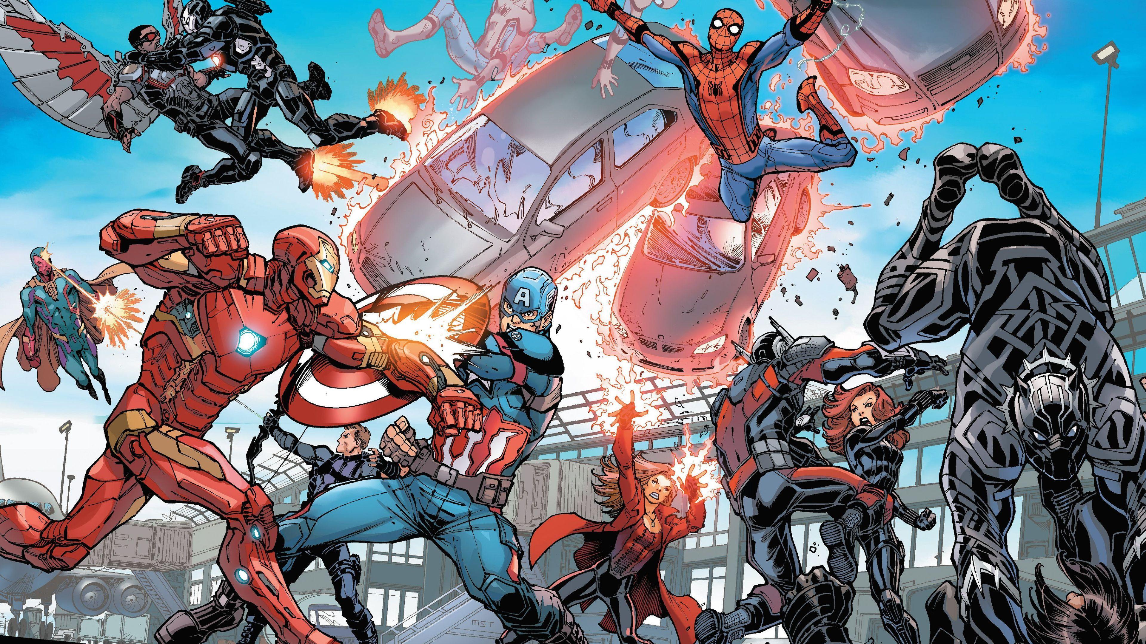 3840x2160 Wallpaper 4k Captain America Civil War Artwork 4k 4k Wallpaper, Artwork Wallpaper, Black Panther Wallpaper, Black Widow Wallpaper, Captain America Wallpaper, Falcon Wallpaper, Hawkeye Wallpaper, Hd Wallpaper, Iron Man Wallpaper, Scarlet Witch