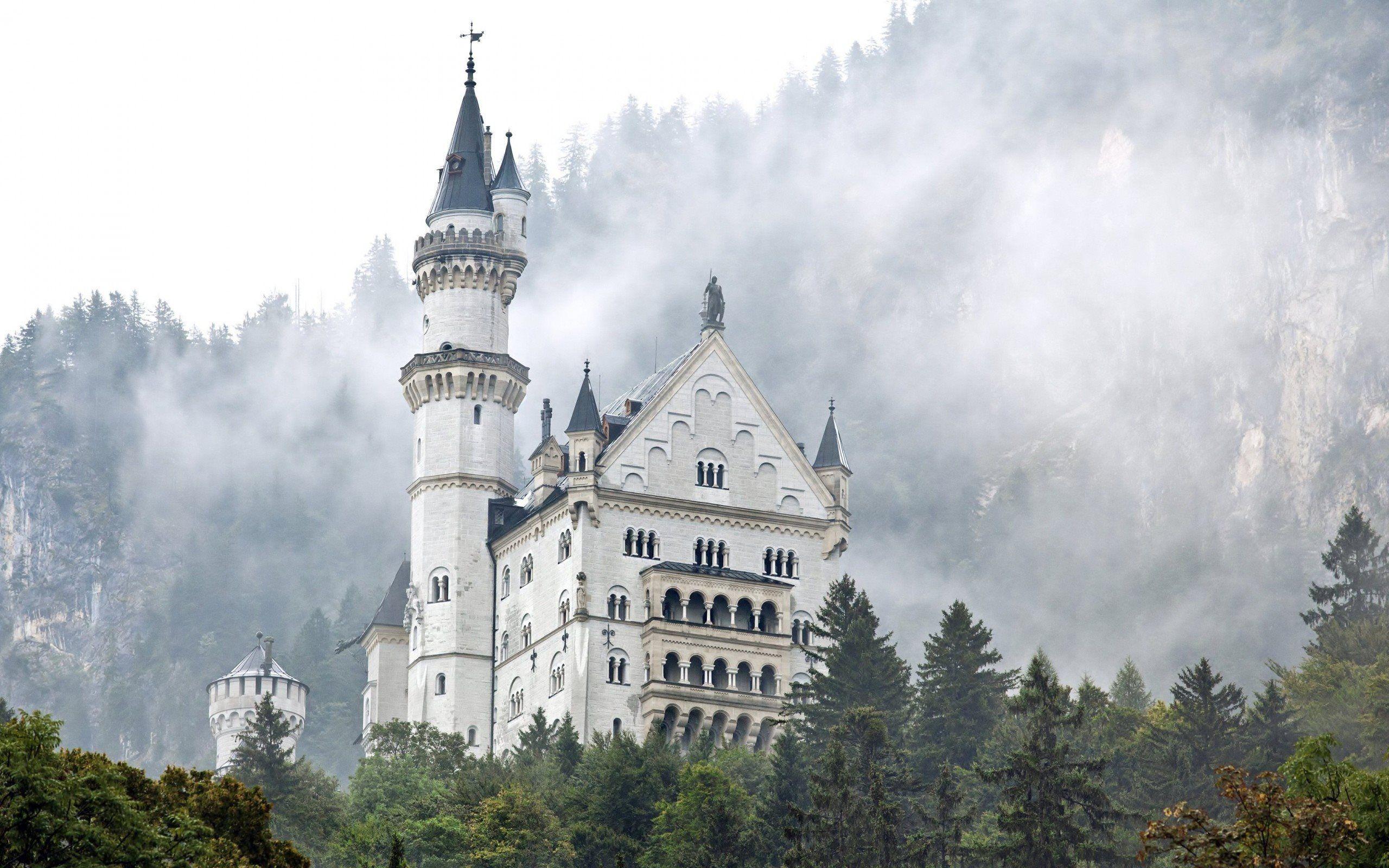 2560x1600 Download wallpaper Neuschwanstein Castle, Germany, Bavaria, romantic places, forest for desktop with resolution 2560x1600. High Quality HD picture wallpaper