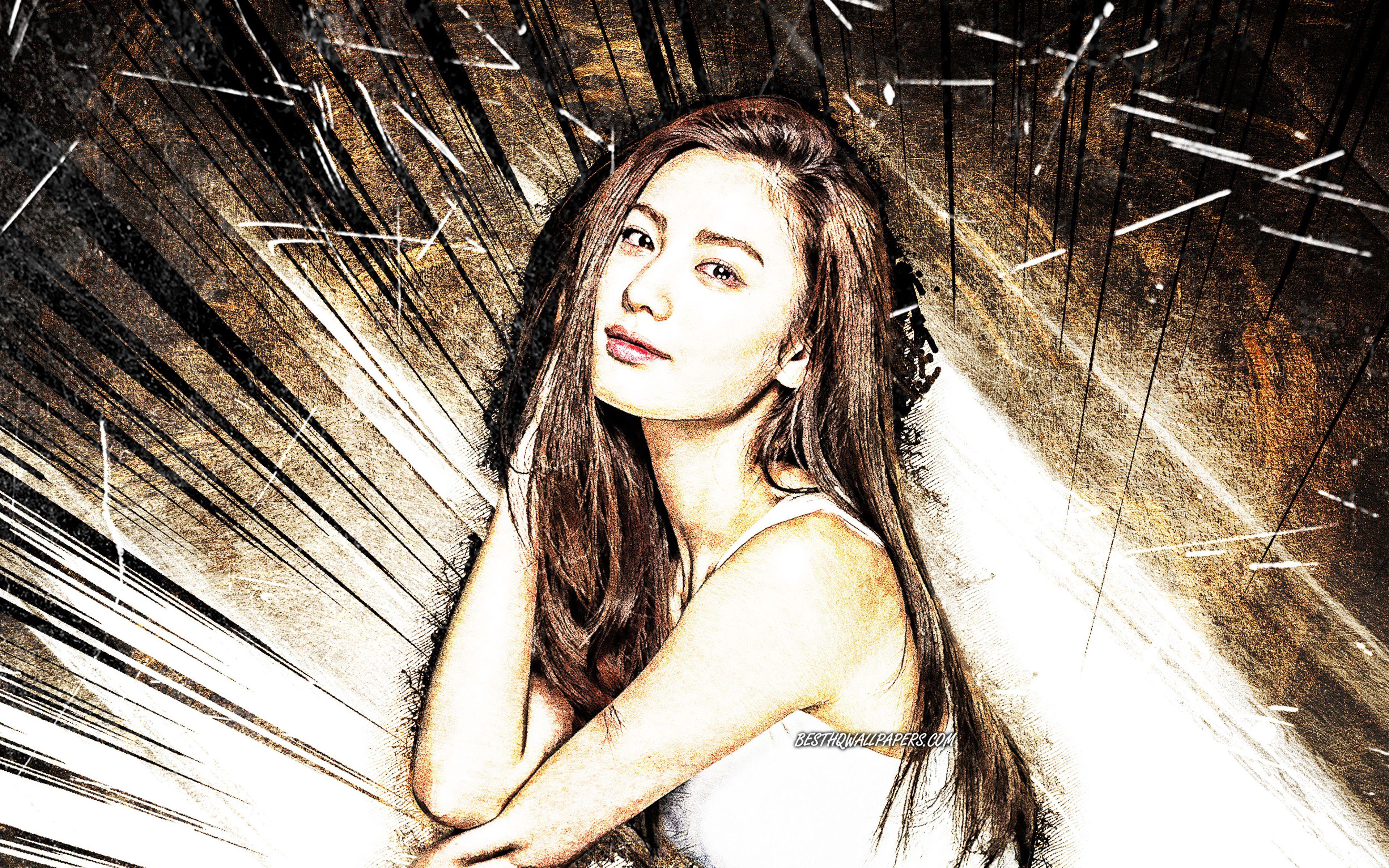 3840x2400 Download Wallpaper 4k, Nana, Grunge Art, K Pop, South Korean Singer, Im Jin Ah, South Korean Celebrity, Brown Abstract Rays, Asian Woman, Beauty, Nana 4K For Desktop With Resolution 3840x2400. High Quality HD Picture
